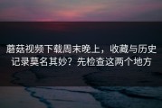 蘑菇视频下载周末晚上，收藏与历史记录莫名其妙？先检查这两个地方