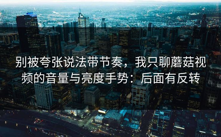 别被夸张说法带节奏，我只聊蘑菇视频的音量与亮度手势：后面有反转