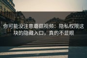 你可能没注意蘑菇视频：隐私权限这块的隐藏入口，真的不显眼