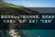 蘑菇视频app下载在地铁里，我把画质与流量从“玄学”变成了“可复制”