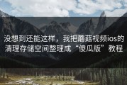 没想到还能这样，我把蘑菇视频ios的清理存储空间整理成“傻瓜版”教程