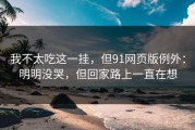 我不太吃这一挂，但91网页版例外：明明没哭，但回家路上一直在想