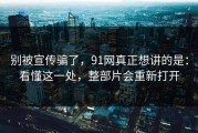 别被宣传骗了，91网真正想讲的是：看懂这一处，整部片会重新打开