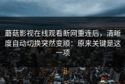 蘑菇影视在线观看断网重连后，清晰度自动切换突然变顺：原来关键是这一项