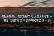 蘑菇视频下载的画质与流量到底怎么搞？我用常见问题解答方式讲一遍