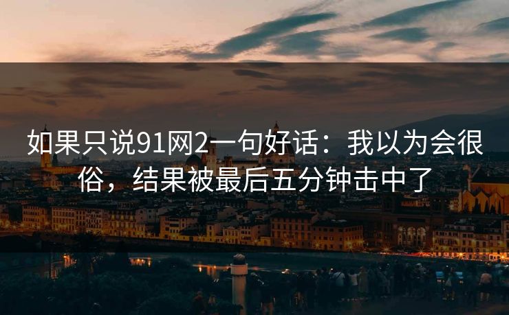 如果只说91网2一句好话：我以为会很俗，结果被最后五分钟击中了