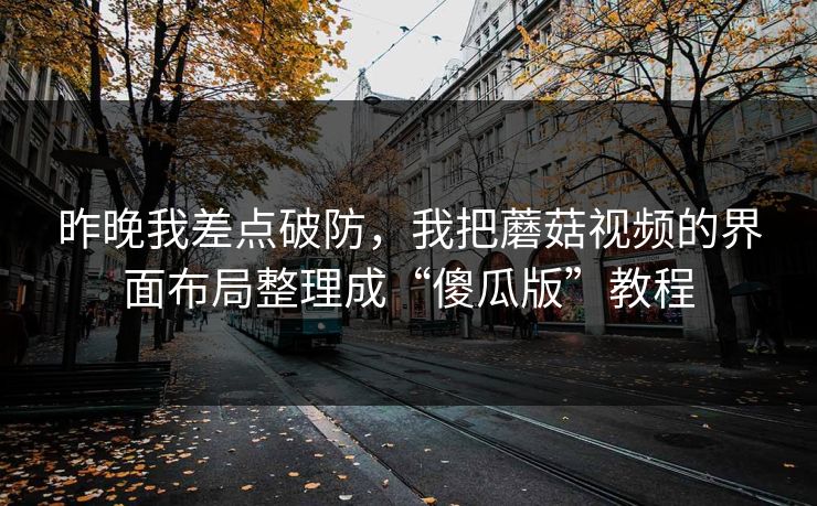 昨晚我差点破防，我把蘑菇视频的界面布局整理成“傻瓜版”教程