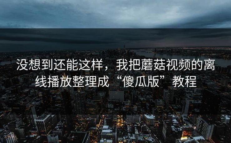没想到还能这样，我把蘑菇视频的离线播放整理成“傻瓜版”教程