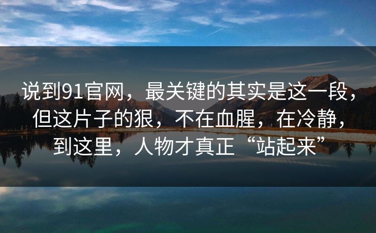 说到91官网，最关键的其实是这一段，但这片子的狠，不在血腥，在冷静，到这里，人物才真正“站起来”