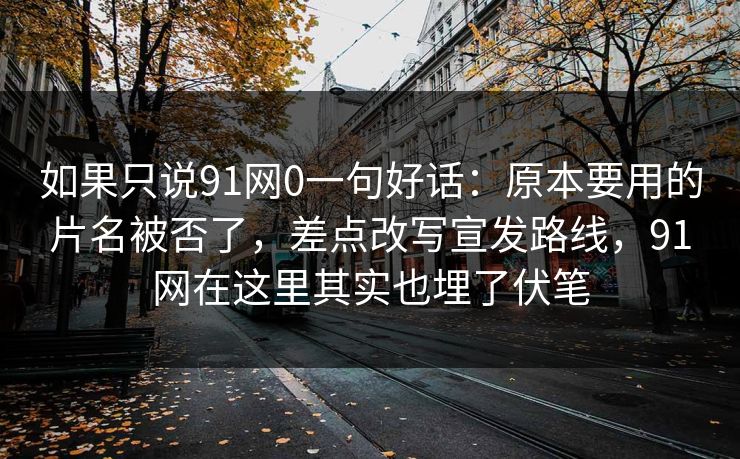 如果只说91网0一句好话：原本要用的片名被否了，差点改写宣发路线，91网在这里其实也埋了伏笔