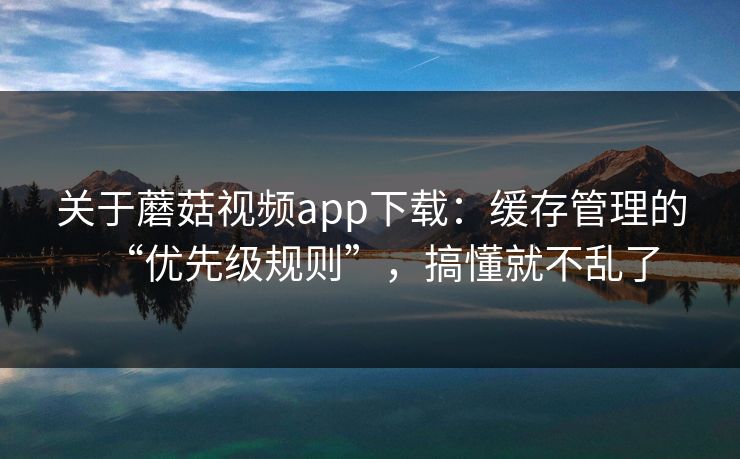 关于蘑菇视频app下载:缓存管理的“优先级规则”,搞懂就不乱了 关于蘑菇视频app下载:缓存管理的“优先级规则”,搞懂就不乱了