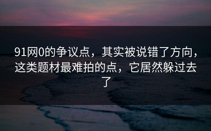 91网0的争议点，其实被说错了方向，这类题材最难拍的点，它居然躲过去了