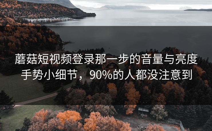 蘑菇短视频登录那一步的音量与亮度手势小细节，90%的人都没注意到