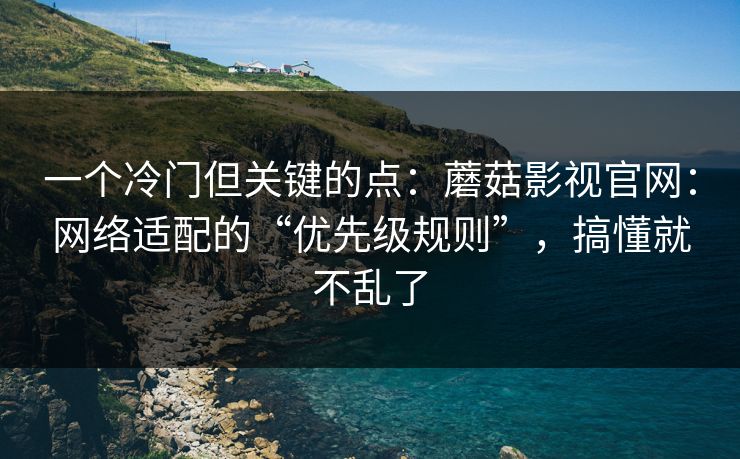 一个冷门但关键的点:蘑菇影视官网:网络适配的“优先级规则”,搞懂就不乱了 一个冷门但关键的点:蘑菇影视官网:网络适配的“优先级规则”,搞懂就不乱了