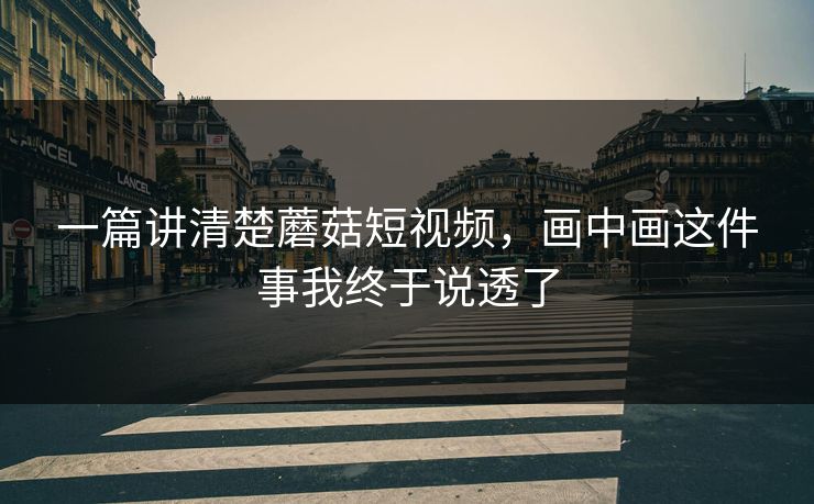 一篇讲清楚蘑菇短视频,画中画这件事我终于说透了 一篇讲清楚蘑菇短视频,画中画这件事我终于说透了