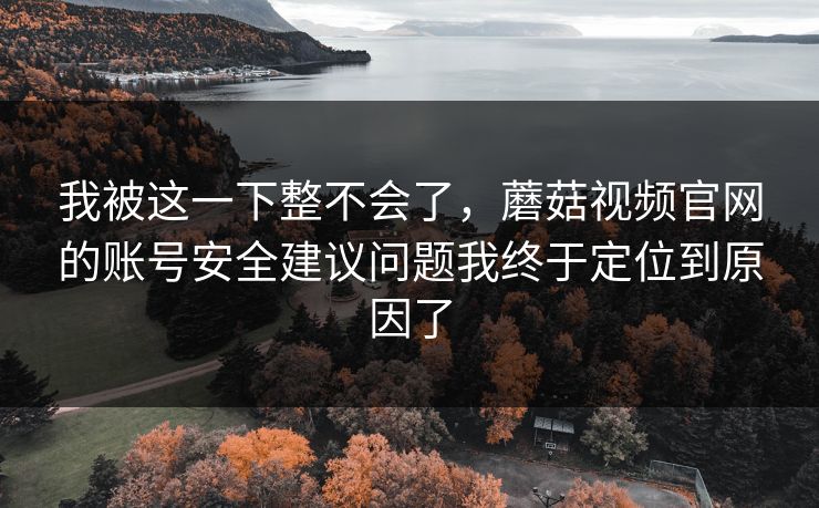 我被这一下整不会了,蘑菇视频官网的账号安全建议问题我终于定位到原因了 我被这一下整不会了,蘑菇视频官网的账号安全建议问题我终于定位到原因了